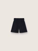 Women's shorts in dark blue wool gabardine with waist belt - Image 2