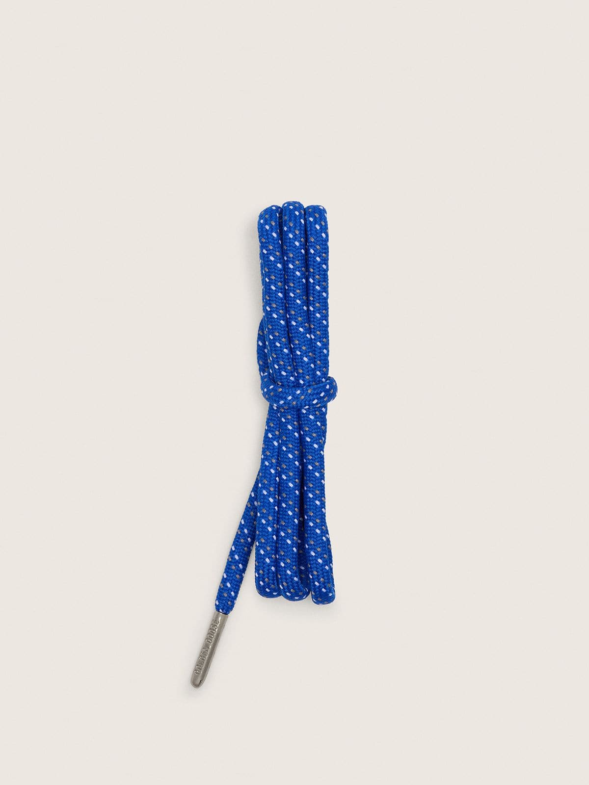 ffd11ddb591b5f28e91044fa651748bfb3e6b289a670c660e5c039aa7ddd283e Cobalt blue hiking laces with gray and white details - Image 1
