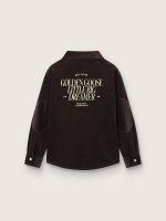 Kids' shirt in brown corduroy with white print - Image 2