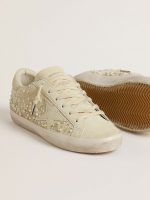 Women's Super-Star in beige suede with pearls and Swarovski crystals - Image 3